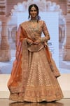 Sheetal Batra_Pink Raw Silk Embroidery Kirandori Anahira Paisley Garden Bridal Lehenga Set _Online_at_Aza_Fashions