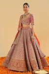 Buy_Sheetal Batra_Pink Raw Silk Embroidery Kirandori Anahira Paisley Garden Bridal Lehenga Set _Online_at_Aza_Fashions