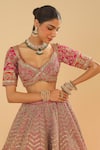 Sheetal Batra_Pink Raw Silk Embroidery Kirandori Anahira Paisley Garden Bridal Lehenga Set _at_Aza_Fashions