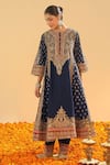 Shop_Sheetal Batra_Blue Silk Chanderi Embroidery Kirandori High Hana Gul Choga Kurta And Salwar Set _Online_at_Aza_Fashions