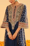 Shop_Sheetal Batra_Blue Silk Chanderi Embroidery Kirandori High Hana Gul Choga Kurta And Salwar Set 