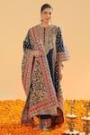 Sheetal Batra_Blue Silk Chanderi Embroidery Kirandori High Hana Gul Choga Kurta And Salwar Set _Online