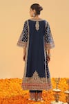 Shop_Sheetal Batra_Blue Silk Chanderi Embroidery Kirandori High Hana Gul Choga Kurta With Salwar _at_Aza_Fashions