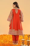 Shop_Sheetal Batra_Orange Silk Chanderi Embroidery Irha Ornate Paisley Short Anarkali And Salwar Set _at_Aza_Fashions