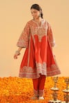 Sheetal Batra_Orange Silk Chanderi Embroidery Irha Ornate Paisley Short Anarkali And Salwar Set _at_Aza_Fashions