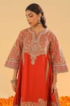 Buy_Sheetal Batra_Orange Silk Chanderi Embroidery Irha Ornate Paisley Short Anarkali And Salwar Set 