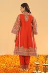 Shop_Sheetal Batra_Orange Silk Chanderi Embroidery Irha Ornate Paisley Short Anarkali With Salwar _at_Aza_Fashions