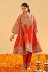 Buy_Sheetal Batra_Orange Silk Chanderi Embroidery Irha Ornate Paisley Short Anarkali With Salwar _Online_at_Aza_Fashions