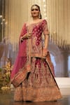 Buy_Sheetal Batra_Pink Silk Chanderi Embroidery Kirandori Round Ishwa Paisley Kurta Sharara Set _at_Aza_Fashions