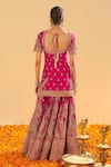 Shop_Sheetal Batra_Pink Silk Chanderi Embroidery Kirandori Round Ishwa Paisley Kurta Sharara Set _at_Aza_Fashions