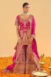 Sheetal Batra_Pink Silk Chanderi Embroidery Kirandori Round Ishwa Paisley Kurta Sharara Set _Online_at_Aza_Fashions