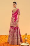 Shop_Sheetal Batra_Pink Silk Chanderi Embroidery Kirandori Round Ishwa Paisley Kurta Sharara Set _Online_at_Aza_Fashions