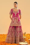 Buy_Sheetal Batra_Pink Silk Chanderi Embroidery Kirandori Round Ishwa Paisley Kurta With Sharara _at_Aza_Fashions