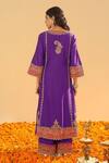 Shop_Sheetal Batra_Purple Silk Chanderi Embroidery Kirandori Maisha Blossom Kurta Palazzo Set _at_Aza_Fashions