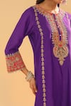 Sheetal Batra_Purple Silk Chanderi Embroidery Kirandori Maisha Blossom Kurta Palazzo Set _at_Aza_Fashions