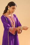 Buy_Sheetal Batra_Purple Silk Chanderi Embroidery Kirandori Maisha Blossom Kurta Palazzo Set 