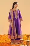 Shop_Sheetal Batra_Purple Silk Chanderi Embroidery Kirandori Maisha Blossom Kurta Palazzo Set 