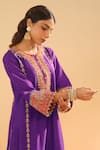 Sheetal Batra_Purple Silk Chanderi Embroidery Kirandori Maisha Blossom Kurta With Palazzo _at_Aza_Fashions