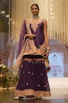 Buy_Sheetal Batra_Purple Chanderi Embroidery Kirandori Maziyah Paisley Fleur Kurta Gharara Set _at_Aza_Fashions