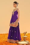 Buy_Sheetal Batra_Purple Chanderi Embroidery Kirandori Maziyah Paisley Fleur Kurta With Gharara _Online_at_Aza_Fashions