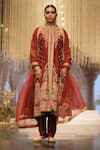 Buy_Sheetal Batra_Red Silk Chanderi Embroidery Minara Paisley Garden Jacket Kurta And Pant Set _at_Aza_Fashions