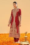 Buy_Sheetal Batra_Red Silk Chanderi Embroidery Minara Paisley Garden Jacket Kurta And Pant Set _Online_at_Aza_Fashions