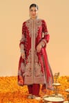 Shop_Sheetal Batra_Red Silk Chanderi Embroidery Minara Paisley Garden Jacket Kurta And Pant Set _Online_at_Aza_Fashions