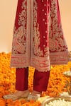 Sheetal Batra_Red Silk Chanderi Embroidery Minara Paisley Garden Jacket Kurta And Pant Set _at_Aza_Fashions