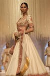 Buy_Sheetal Batra_Ivory Blouse And Lehenga Rawsilk Embroidery Kirandori Leaf Neck Sidra Set _Online_at_Aza_Fashions