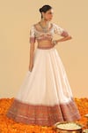 Shop_Sheetal Batra_Ivory Blouse And Lehenga Rawsilk Embroidery Kirandori Leaf Neck Sidra Set _Online_at_Aza_Fashions