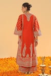 Shop_Sheetal Batra_Orange Silk Chanderi Embroidery Kirandori Notch Misam Kurta With Palazzo _at_Aza_Fashions