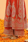 Shop_Sheetal Batra_Orange Silk Chanderi Embroidery Kirandori Notch Misam Kurta With Palazzo _Online_at_Aza_Fashions