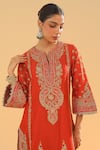 Sheetal Batra_Orange Silk Chanderi Embroidery Kirandori Notch Misam Kurta With Palazzo _at_Aza_Fashions