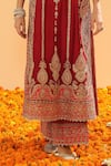 Sheetal Batra_Red Silk Chanderi Embroidery Kirandori Notch Rua Kurta With Palazzo _Online_at_Aza_Fashions