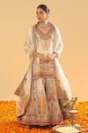 Buy_Sheetal Batra_Ivory Dupatta Silk Organza Embroidery Kirandori V Neck Sadiya Sharara Set _at_Aza_Fashions