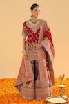 Buy_Sheetal Batra_Red Silk Chanderi Embroidery Kirandori Scoop Sehrish Sharara Set _at_Aza_Fashions