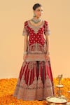 Sheetal Batra_Red Silk Chanderi Embroidery Kirandori Scoop Sehrish Sharara Set _Online_at_Aza_Fashions