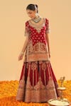 Buy_Sheetal Batra_Red Silk Chanderi Embroidery Kirandori Scoop Sehrish Sharara Set _Online_at_Aza_Fashions