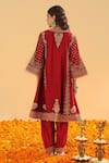 Shop_Sheetal Batra_Red Kurta Silk Chanderi Embroidery Kirandori Notch Shahzain Chauga With Salwar _at_Aza_Fashions