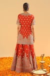 Shop_Sheetal Batra_Orange Silk Chanderi Embroidery Kirandori V Neck Shazfa Sharara Set _at_Aza_Fashions