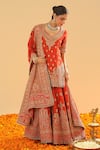 Sheetal Batra_Orange Silk Chanderi Embroidery Kirandori V Neck Shazfa Sharara Set _at_Aza_Fashions