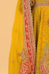 Shop_Sheetal Batra_Yellow Anarkali Chanderi Embroidery Kashmiri Tilla V Neck Shazia Set 