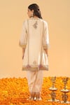 Shop_Sheetal Batra_Ivory Kurta Silk Chanderi Embroidery Kirandori Closed Neck Ziana Set _at_Aza_Fashions