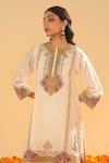 Buy_Sheetal Batra_Ivory Kurta Silk Chanderi Embroidery Kirandori Closed Neck Ziana Set _Online_at_Aza_Fashions