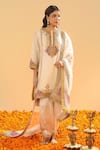 Sheetal Batra_Ivory Kurta Silk Chanderi Embroidery Kirandori Closed Neck Ziana Set _at_Aza_Fashions