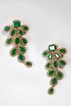 Shop_Rowas Jewels_Green Diamond Foliage Earrings _at_Aza_Fashions