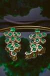 Rowas Jewels_Green Diamond Foliage Earrings _Online_at_Aza_Fashions