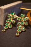 Buy_Rowas Jewels_Green Diamond Foliage Earrings _Online_at_Aza_Fashions