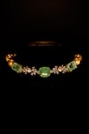 Rowas Jewels_Green Diamond Pearl And Embellished Choker _Online_at_Aza_Fashions