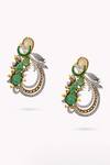 Buy_Rowas Jewels_Green Diamond Feuillet Round Brilliant Cut Embellished Earrings _at_Aza_Fashions